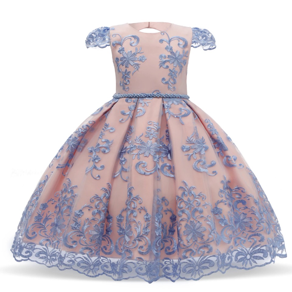 Robe Princesse Rose avec Broderies Florales