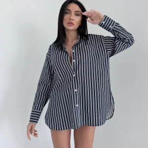 Chemise Rayée bleu nuir et Blanc Oversize