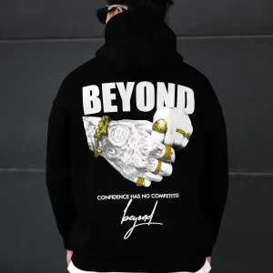 Sweat à capuche imprimé noir