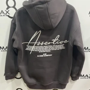 Sweat à capuche imprimé gris foncé