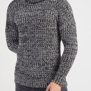 Pull col roulé noir homme fashion