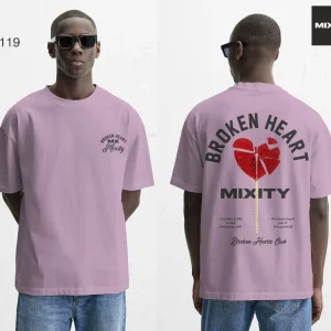 T-shirt mauve, noir ou blanc BROKEN HEART