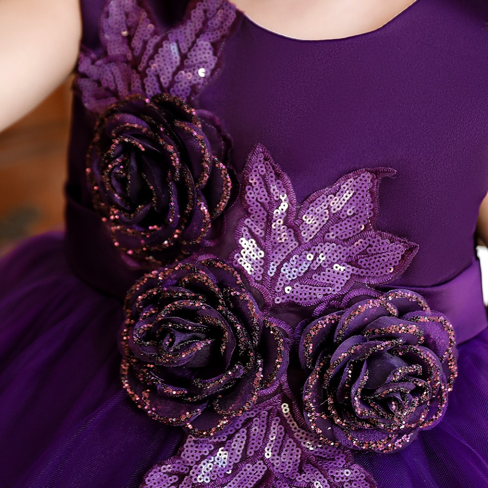 Robe de Princesse Violette Pour Fille et Bébé – Image 3