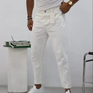 Jean coupe regular blanc pour homme