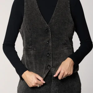 Ellen gilet femme en velours à grosses côtes