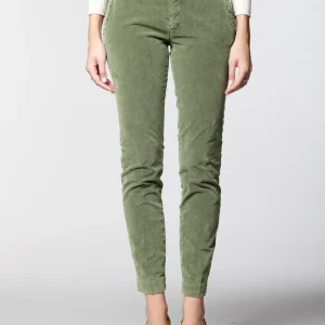 Jaqueline Archivio pantalon chino femme en velours 1000 raies slim fit