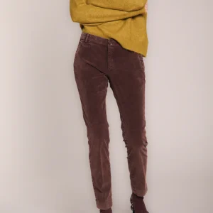 Jaqueline Archivio pantalon chino femme en velours 1000 raies slim fit