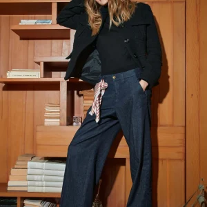 New York Studio pantalon chino femme en denim stretch wide leg