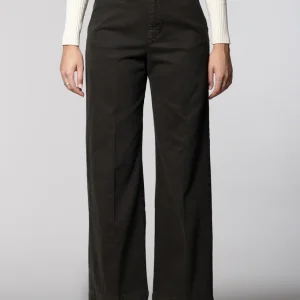 New York Studio pantalon chino femme en mélange coton-laine coupe wide leg