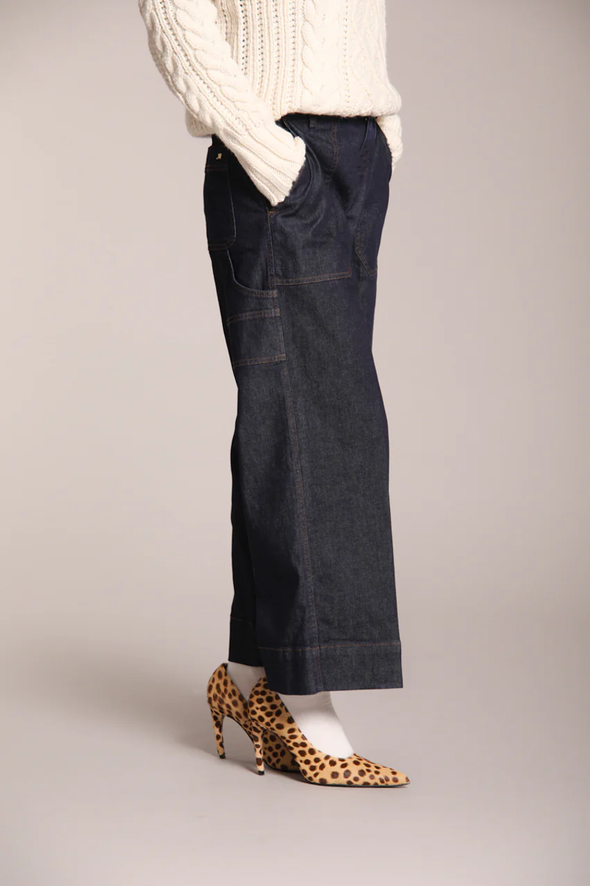 Dallas Wide pantalon cargo femme en denim stretch wide leg – Image 6