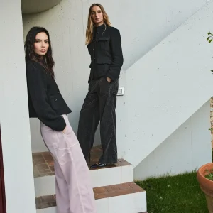 Dallas Wide pantalon cargo femme en gabardine wide leg