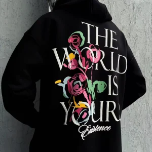 Sweat à capuche imprimé noir