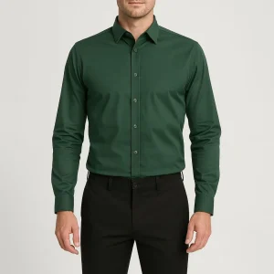 Chemise homme vert fonce– Coupe ajustée