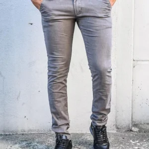Pantalon chino gris homme coupe slim