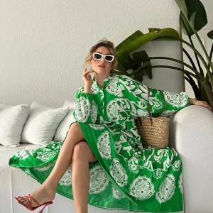 Robe longue à motifs