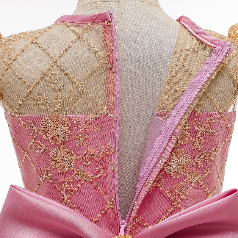 Robe Princesse Rose Dentelle Dorée – Image 3