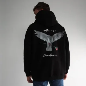 Sweat à capuche imprimé noir