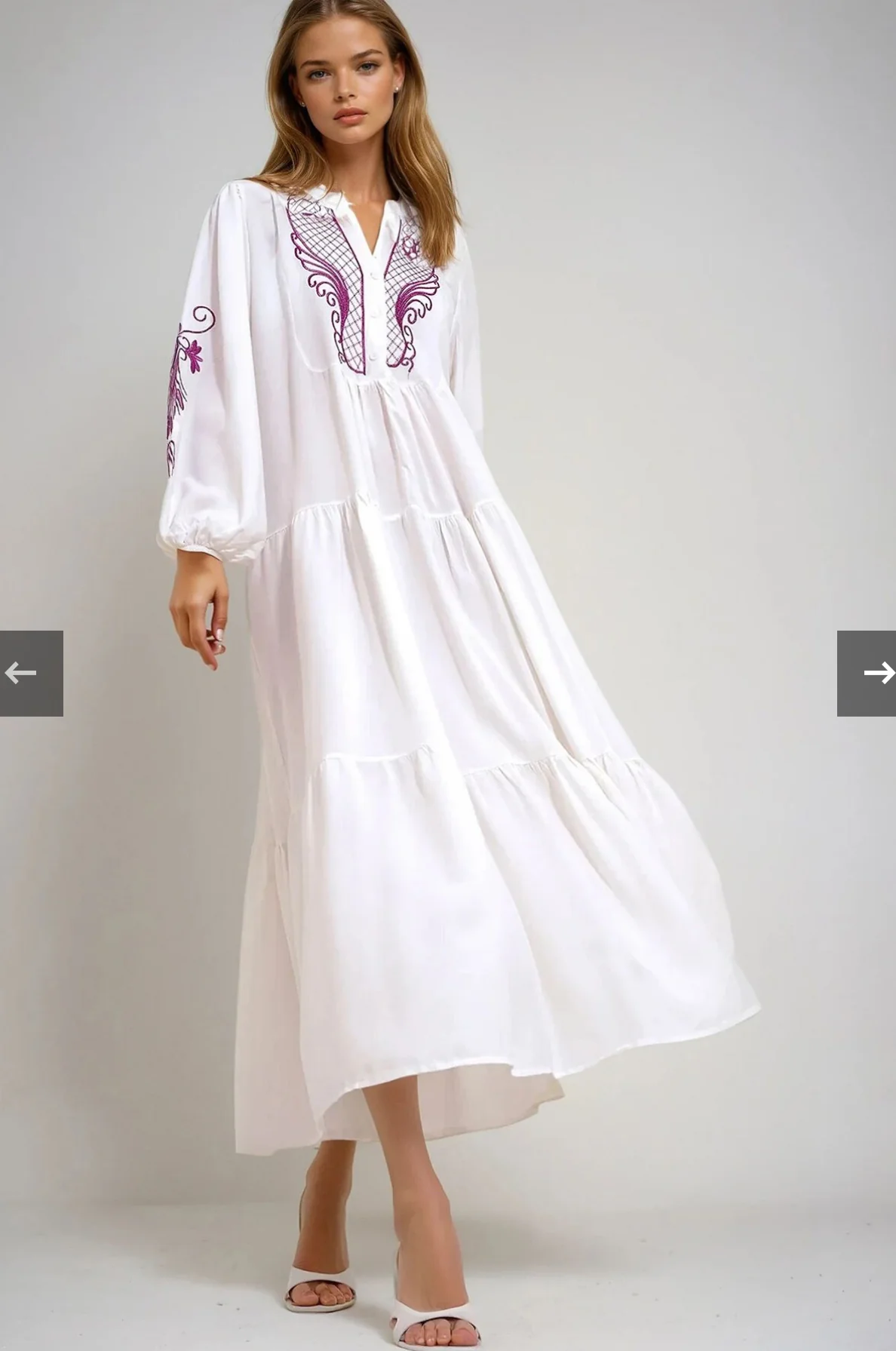 Robe Blanche Élégance Brodée – Image 2