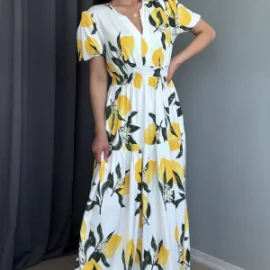 Robe Longue demi manches à motifs imprimés