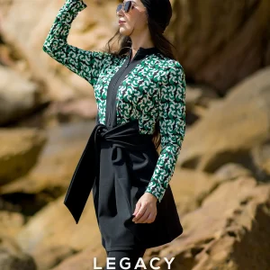 Burkini à motifs blanc Vert