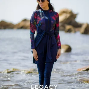 Burkini Bleu marine à motifs