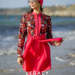 Burkini Fuchsia à motif fleuri