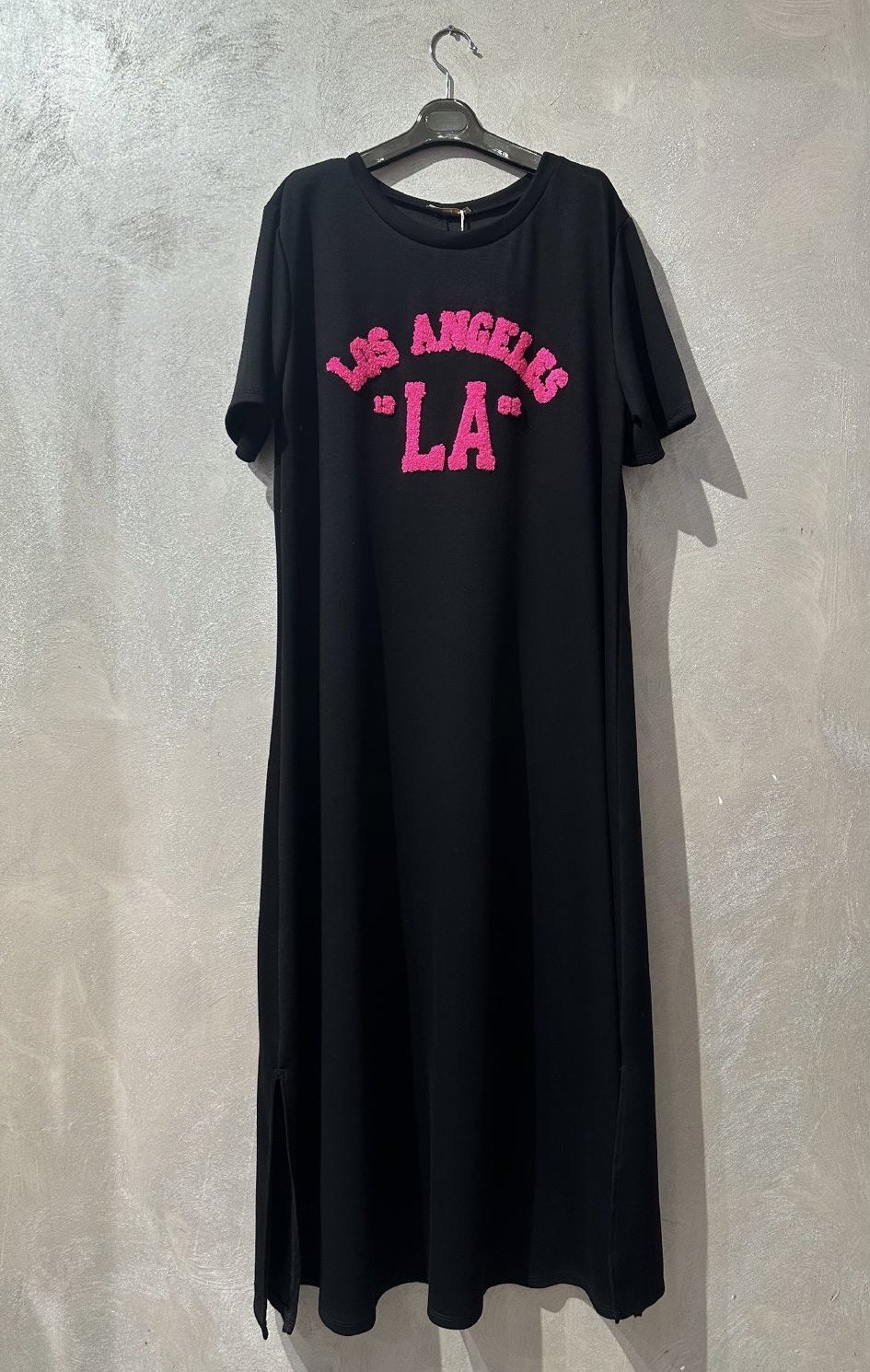 Robe sweat Los Angeles noire inscription rose