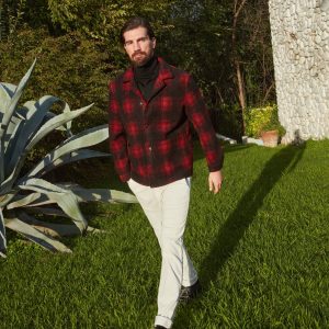 M74 Work Jacket veste field homme en drap à carreaux rouge