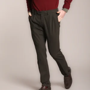 New York Time 2 Pinces pantalon chino homme en coton et laine regular fit