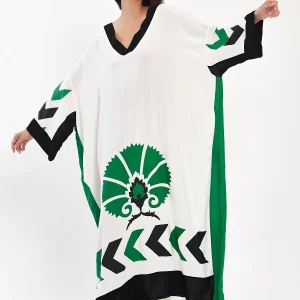 Robe longue oversize à motifs