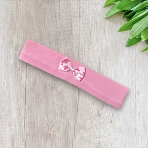 Bandeau Enchanté pour Nouveau-Né : Rose Délicat, Noeud à Pois et Cœur Adorable