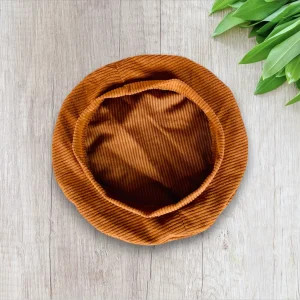 Béret Marron Côtelé en Tissu Léger - Taille 6/8 Ans, Effet Velours