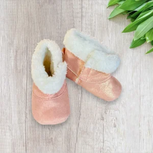 Bottes Fille Rose Clair Pailleté avec Moumoute - Taille 18 - La Boîte à Malice