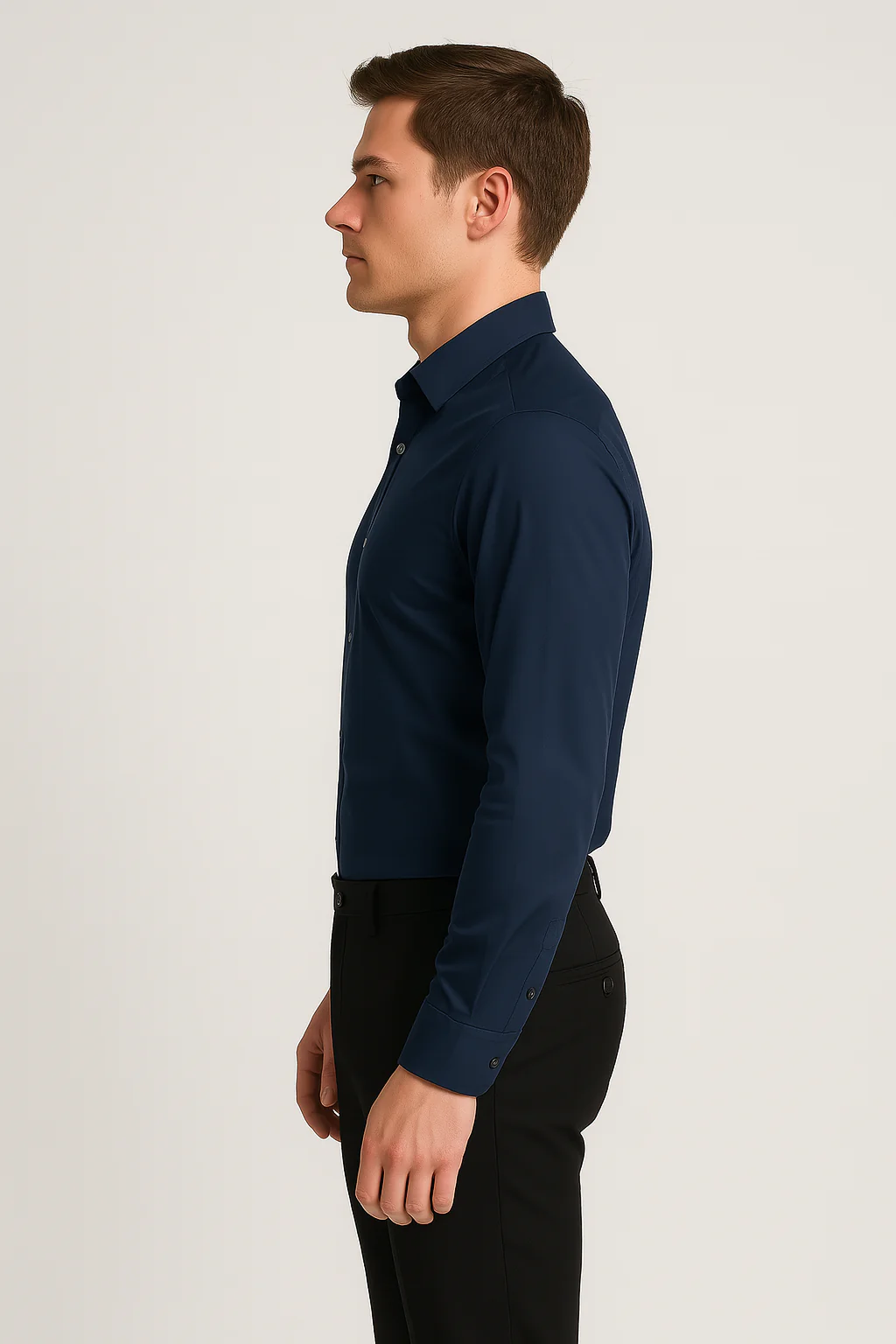 Chemise homme habillée Marine– Coupe ajustée – Image 2