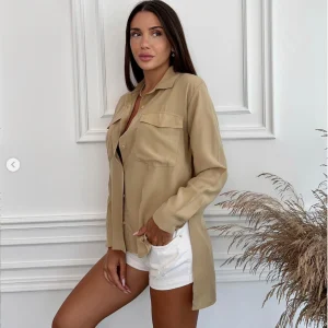 Chemise en lin marron