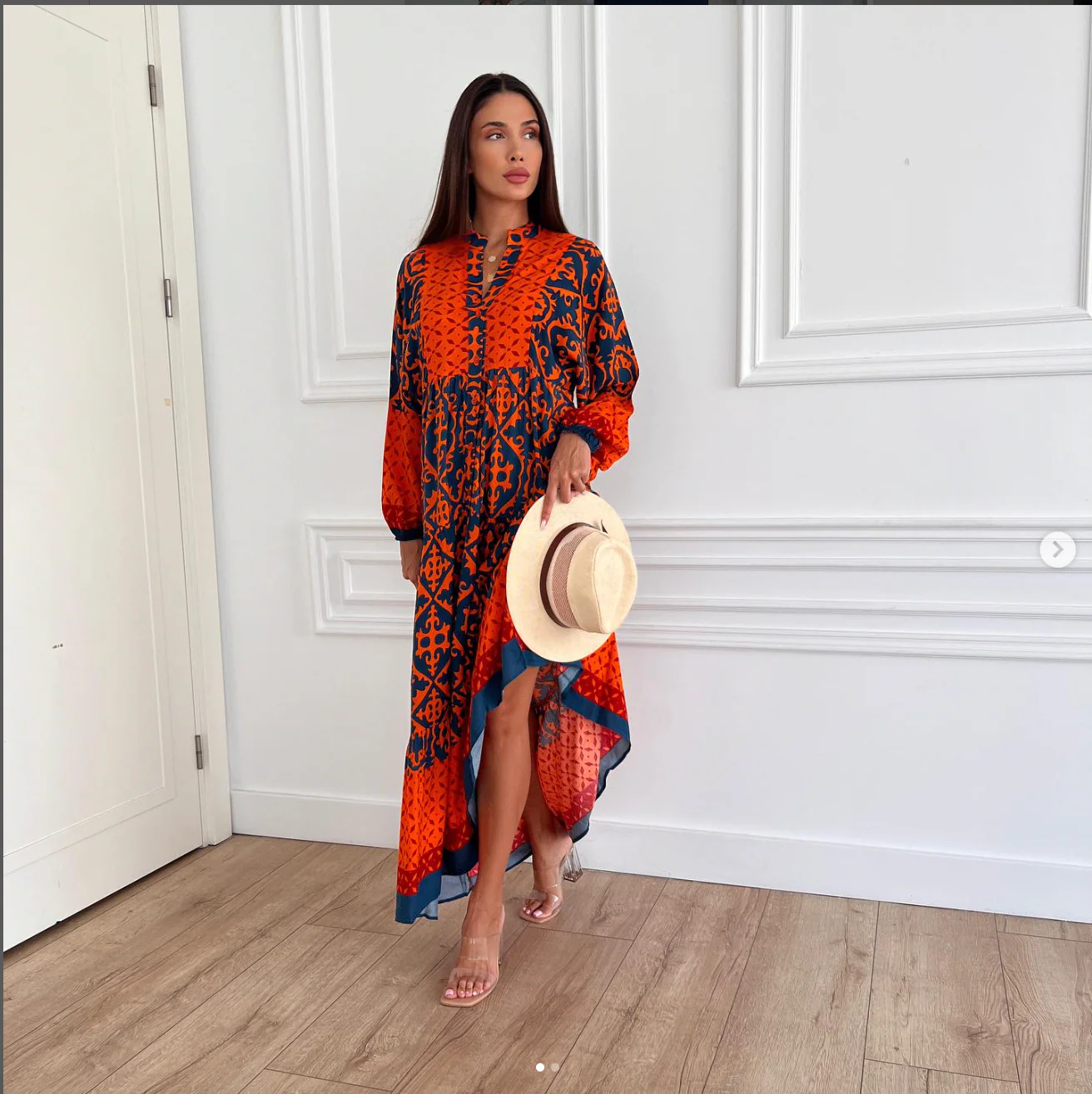 Robe longue à motifs