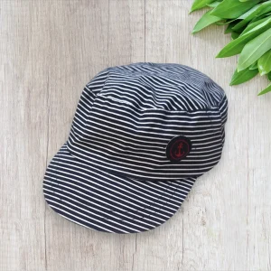 Casquette enfant rayée bleu marine–Taille 45 cm | Visière incurvée & réglable