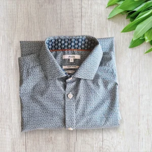 Chemise homme Jules – Taille M – Motif mosaïque bleu – Très bon état