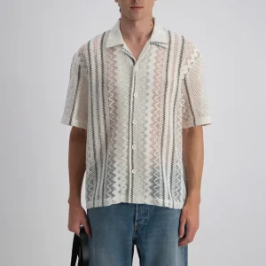 Chemise en crochet rayé blanc cassé – ADJ 2510