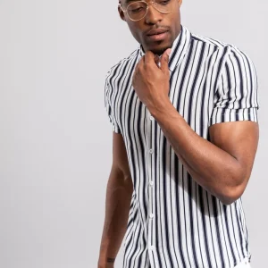 Chemise manches courtes légère rayures légères homme fashion - Frilivin
