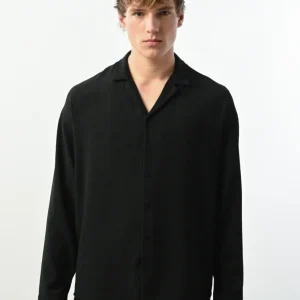 Chemise fluide noire manches longues – Marrakech 2434