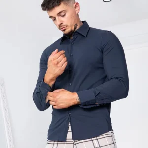Chemise stylé manche longue bleu homme - Frilivin