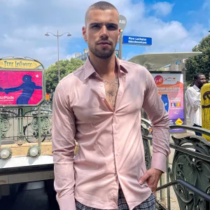 Chemise stylé manche longue rose homme - Frilivin