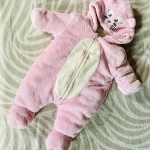 Combinaison Polaire Bébé Fille avec Capuche Chat - Taille 1 Mois - La Halle