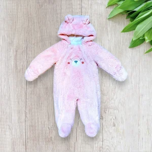 Combinaison bébé intégrale Inextenso–9 mois–Rose clair fausse fourrure