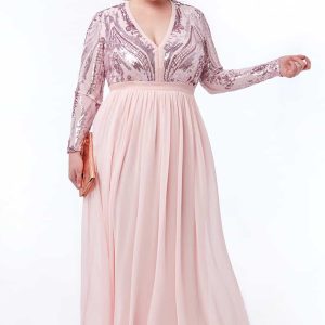 Robe de cérémonie sequin et mousseline de soie