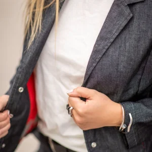Veste blazer en jean pour femme