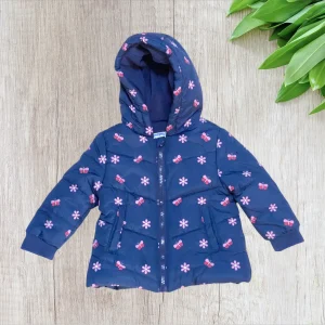 Doudoune bébé fille Mes Petits Cailloux 12 mois – Bleu marine à fleurs
