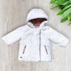 Doudoune bébé réversible Sergent Major 18 mois – Fausse fourrure blanche & motifs fleuris