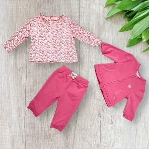 Ensemble bébé fille Obaïbi 9 mois – 3 pièces vieux rose